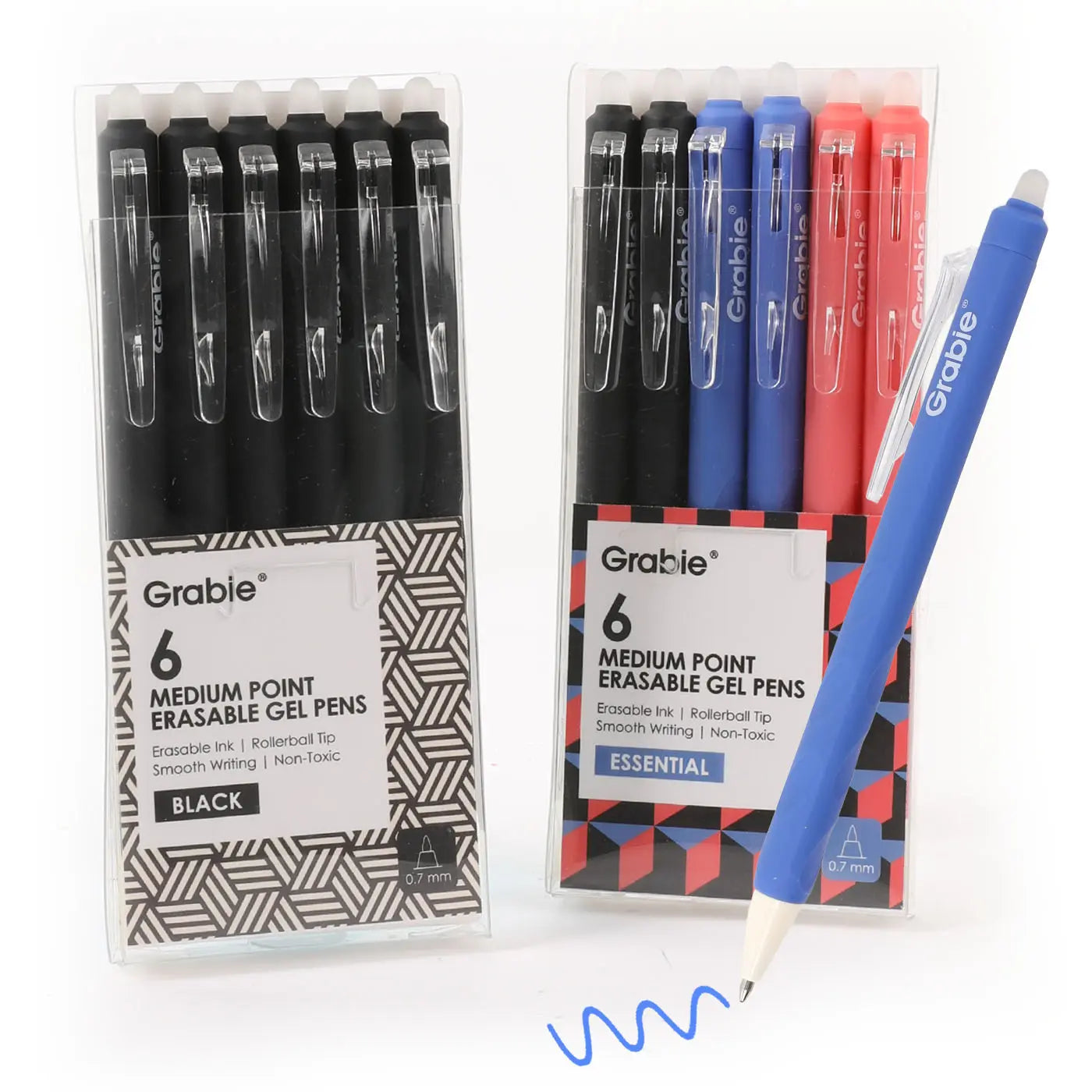 Grabie 0.7mm Medium Point Retractable Erasable Gel Pens (6-Pack)