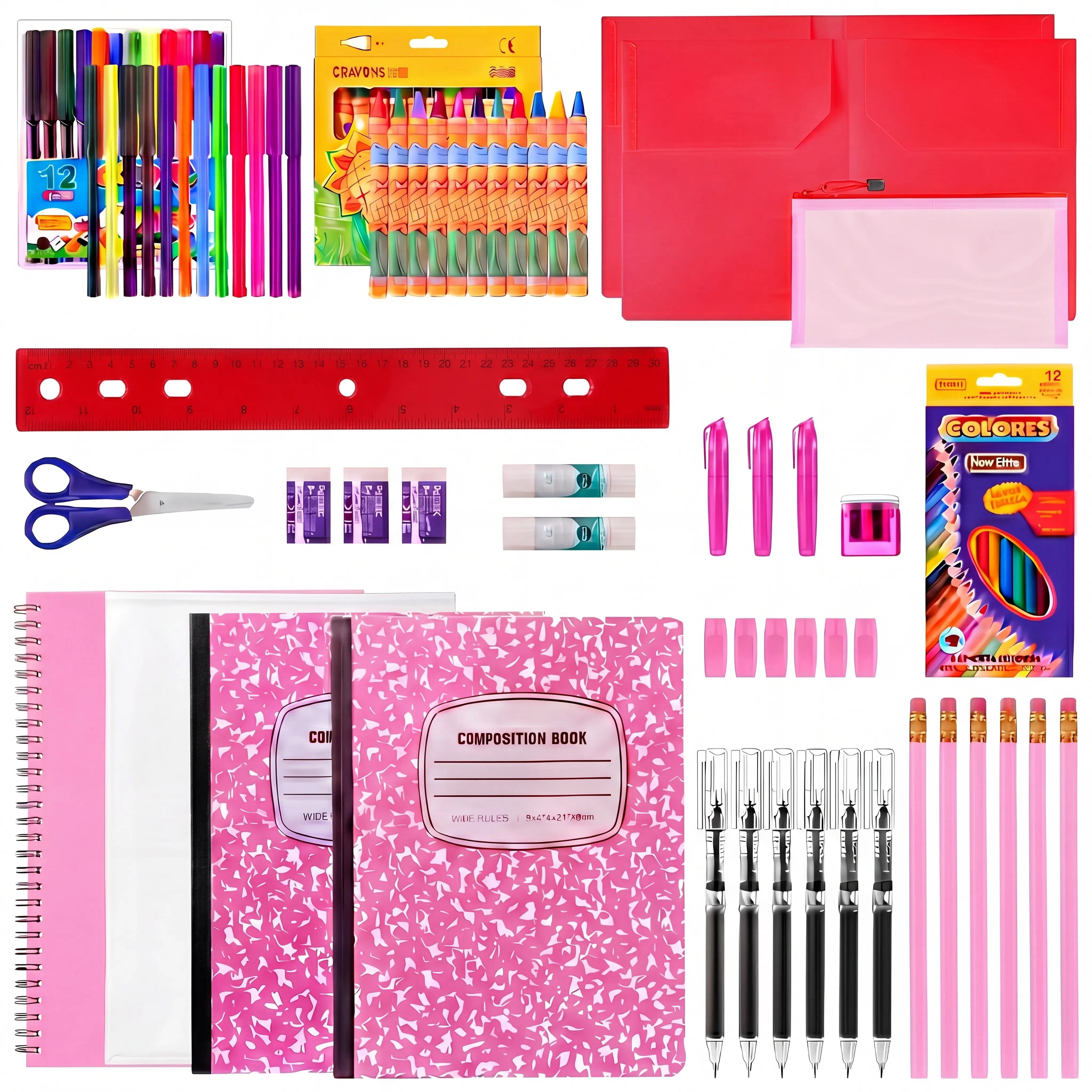 Ultimate Pink School Supplies & Stationery Bundle for Kids & Students