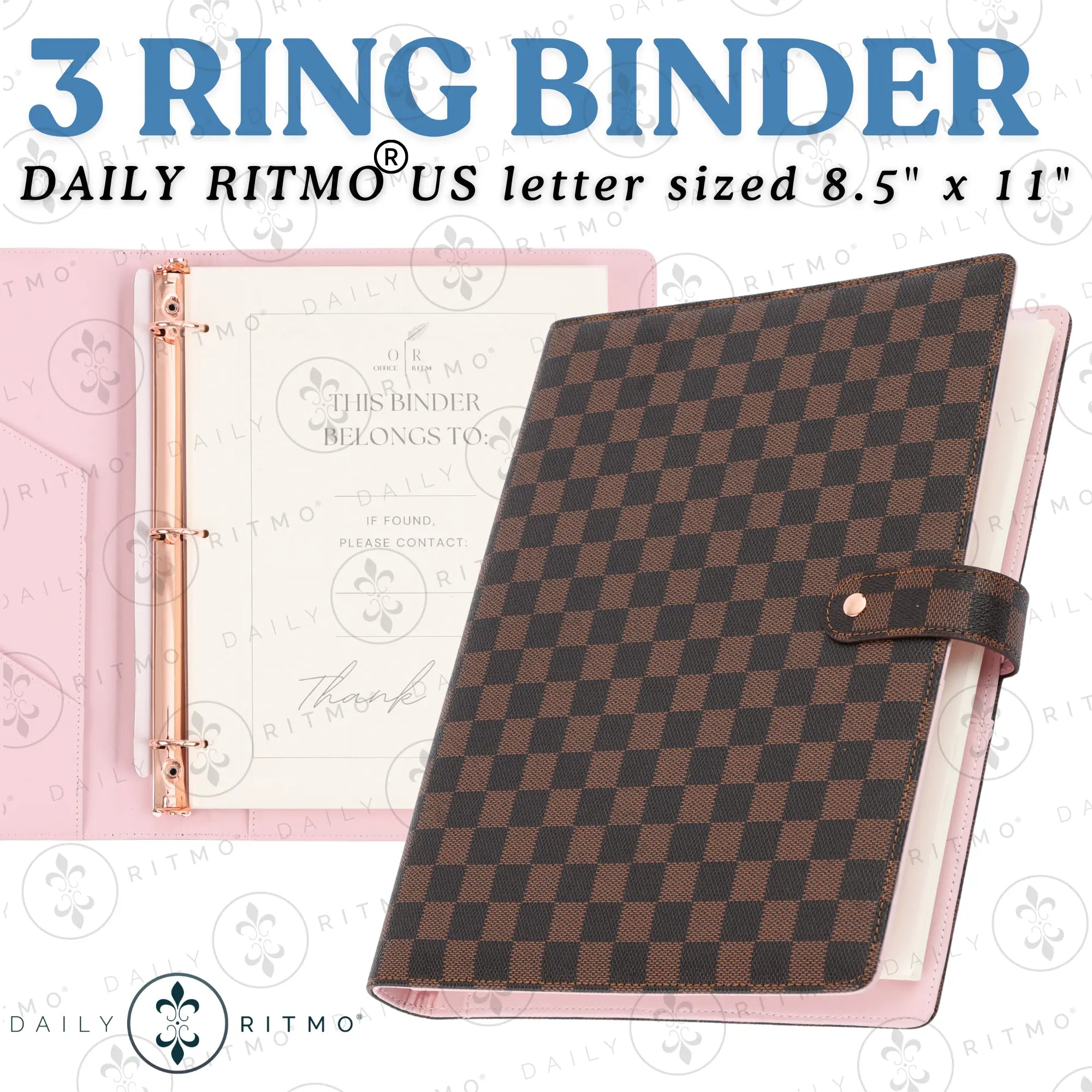 DAILY RITMO Classic Checkerboard 3-Ring Binder (8.5x11 Inches)