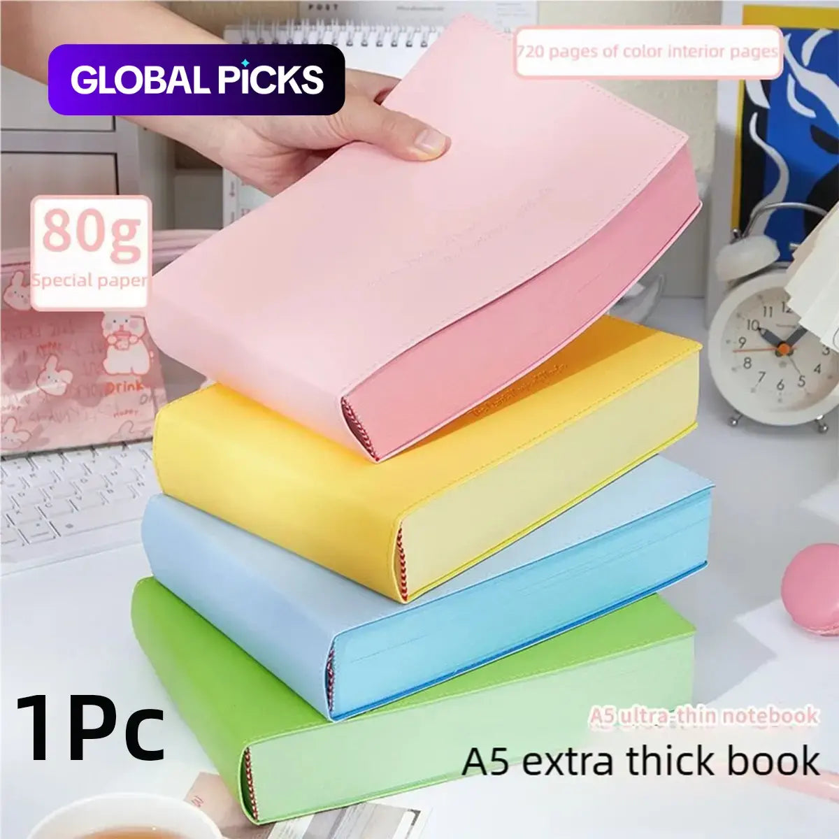 A5 Extra Thick 720-Page Pastel Leather Journal & Notebook