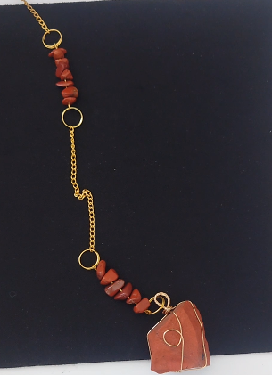 Raw Red Jasper Crystal Hanging Ornament – Wire Wrapped Natural Stone Suncatcher for Car Rearview Mirror, Home & Wall Decor