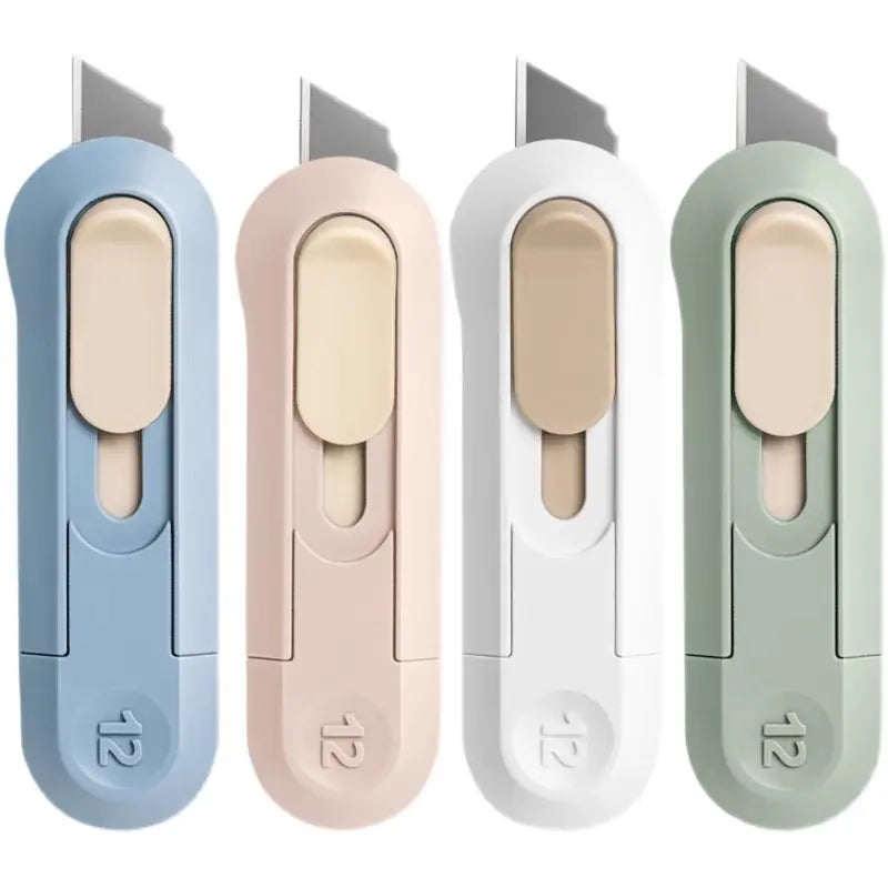 Aesthetic Mini Retractable Box Cutters (4-Piece Pastel Set)