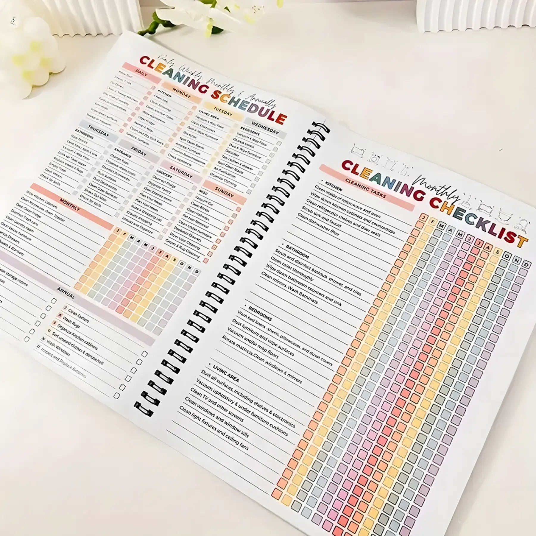 Home Cleaning Schedule & Monthly Chore Tracker Planner