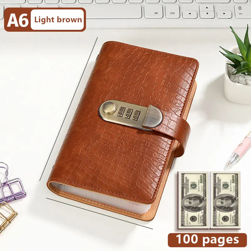 Vintage Lockable A6 Crocodile Leather Budget Binder & Secret Journal